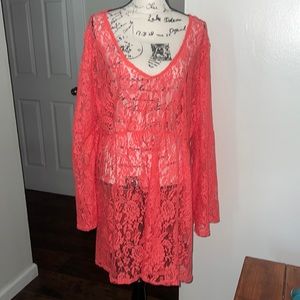 Torrid Coral Lace Bell Sleeve Sun Dress